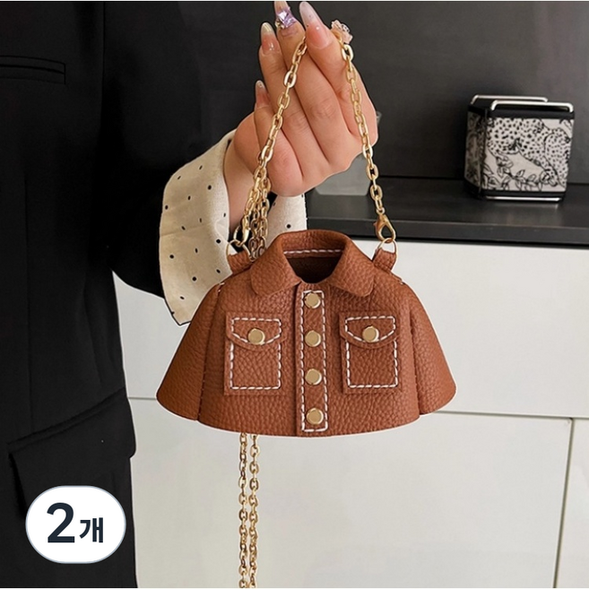 상덕 DIY 망스티치 만들기 가죽공예 크로스백 세트, 갈색, 2개