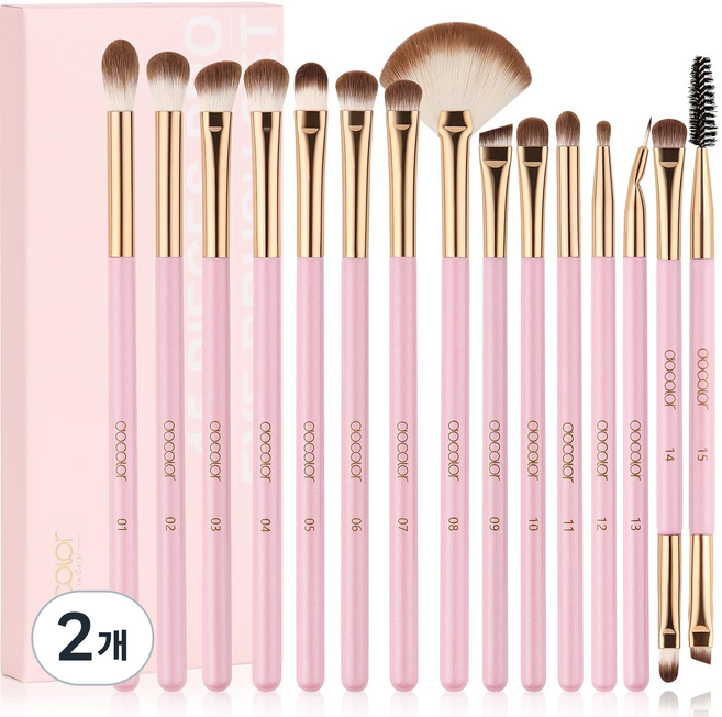 Docolor 아이 메이크업 전문 브러쉬 풀 세트 블렌딩 아이섀도우 아이라이너 아이브로우 브러쉬 포함 정밀한 화장 도구, 2개, N1517