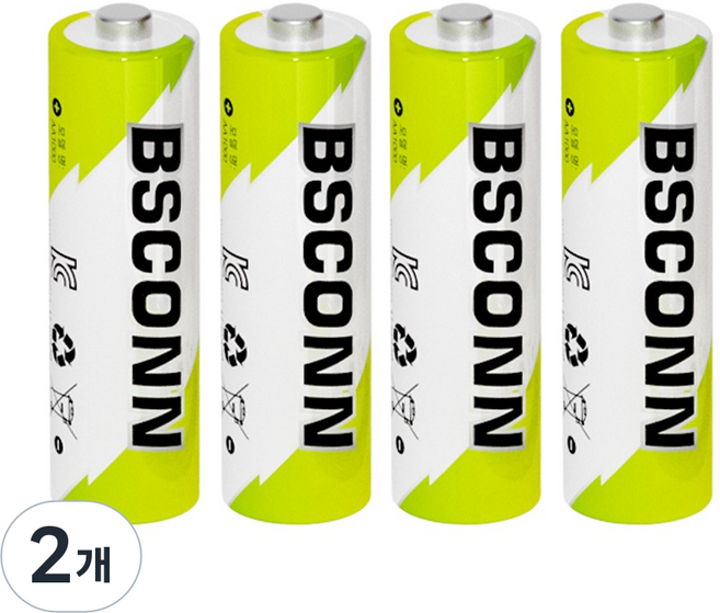 BSCONN AA 충전지 3600mWh 장난감용 건전지 충전식 리튬이온 배터리, 2개, 4개입
