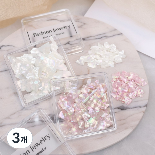 키라데이 자개 글로우 네일파츠 2종 세트, 3개, 글로우로즈