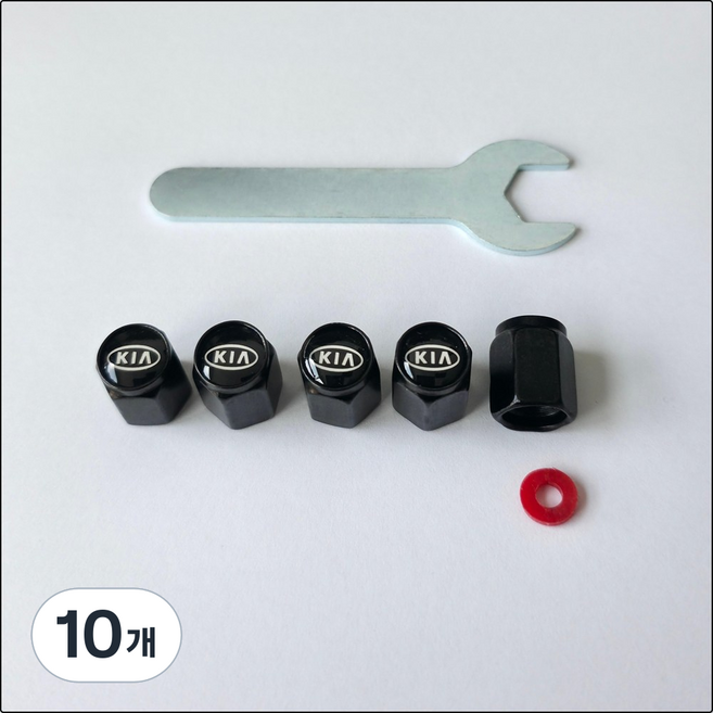 기아 KIA 타이어 에어캡 밸브캡 마개 5P 블랙, 검정, 10개
