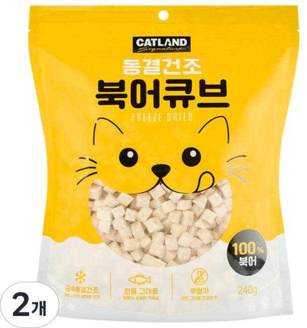캣랜드 시그니처 반려동물 동결건조 트릿 간식, 2개, 240g, 북어 큐브