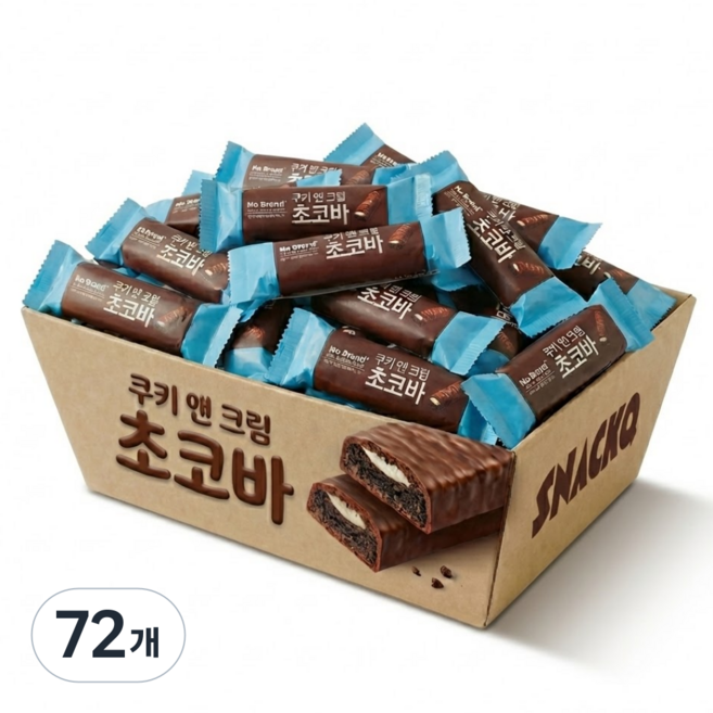 스낵큐 노브랜드 과자, 72개, 쿠키앤크림 초코바