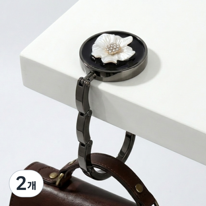 247Products BagHook 휴대용 접이식 고급형 가방걸이 무타공 포터블 슬림 폴딩 백후크, 2개, 화이트