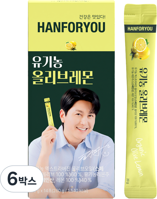 한포유 올레샷 유기농 엑스트라버진 올리브오일 레몬, 6박스, 280g