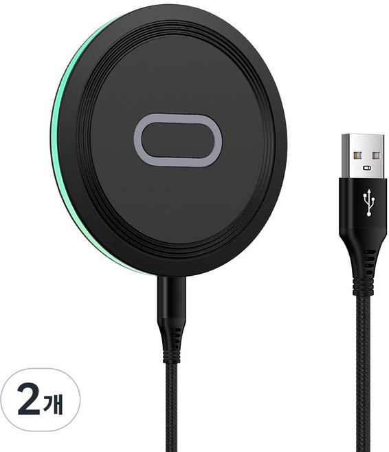 ANNIBER Qi 15W C타입 고속 무선충전기 패드 갤러시 Z플립7/6/5/4/3 Z폴드7/6/5/4/3 아이폰17/16/15 버즈 에어팟 프로 호환, 2개, 블랙