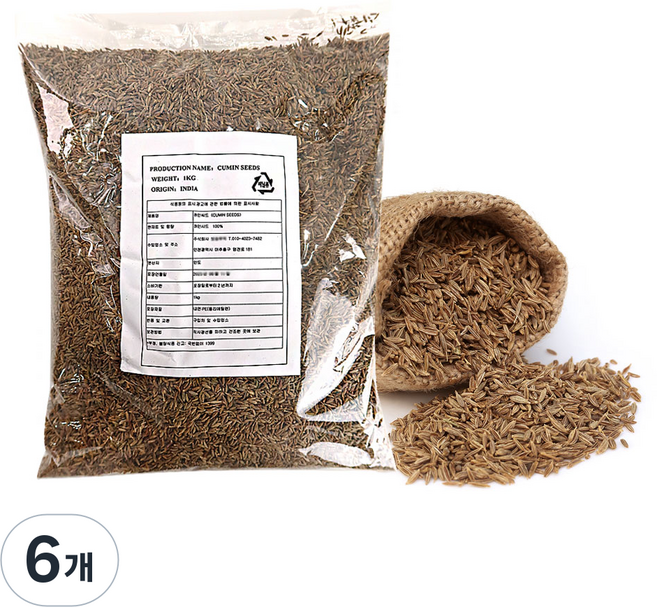 (배터짐) 인도산 즈란 큐민 커민 쯔란, 1kg, 6개