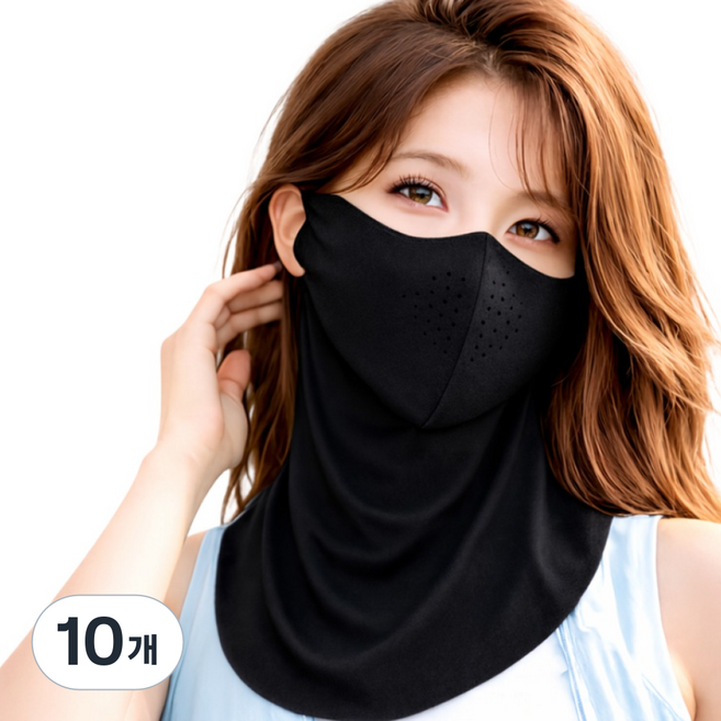 프라임 자외선차단 마스크 얼굴 햇빛가리개, 10개, 딥블랙