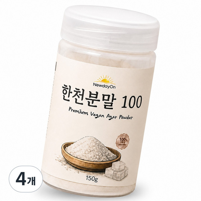 뉴데이온 한천가루 100% 식물성 비건 프리미엄 분말 파우더, 150g, 4개