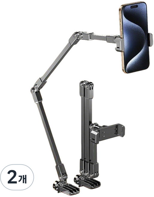 JS 접이식 휴대폰 거치대 360도 회전 자바라 거치대, 2개, 블랙, S5-핸드폰 전용