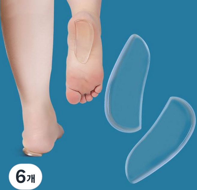 세트구성 실리콘 오다리 깔창 오다리 패드 실리콘 휜다리 요족 안짱다리 깔창, 6개