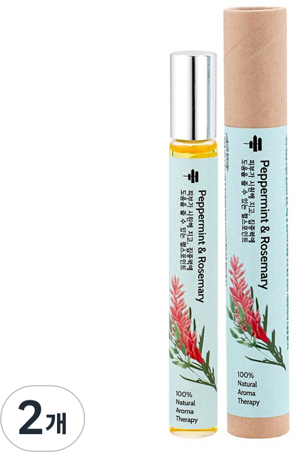 힐링팜스 10ml 페퍼민트&로즈마리 펄스포인트 아로마테라피, 2개