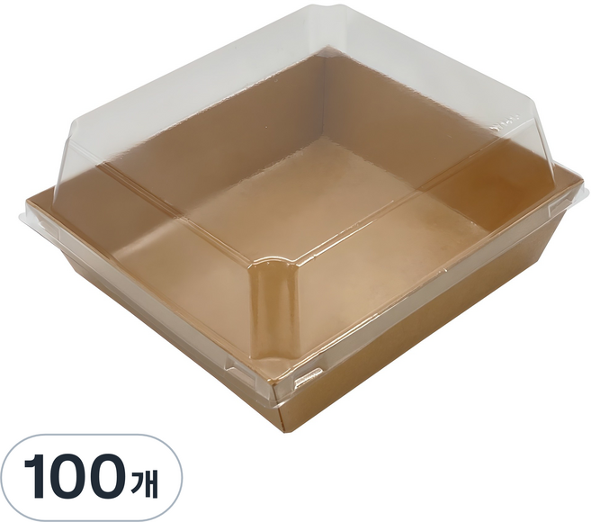 정담 정사각 샌드위치 베이커리 용기+뚜껑 세트, 100개, 크래프트