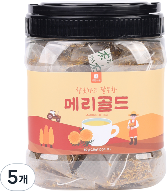 [미세플라스틱 없는 생분해필터] 미담식품 메리골드 차 삼각티백, 5개, 100개입, 500mg