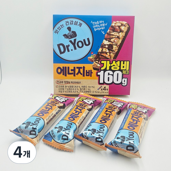 오리온 닥터유 에너지바, 160g, 4개