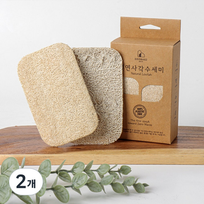 옵티머스 사각 천연수세미 제로웨이스트 주방 설거지, 2개, 10개입