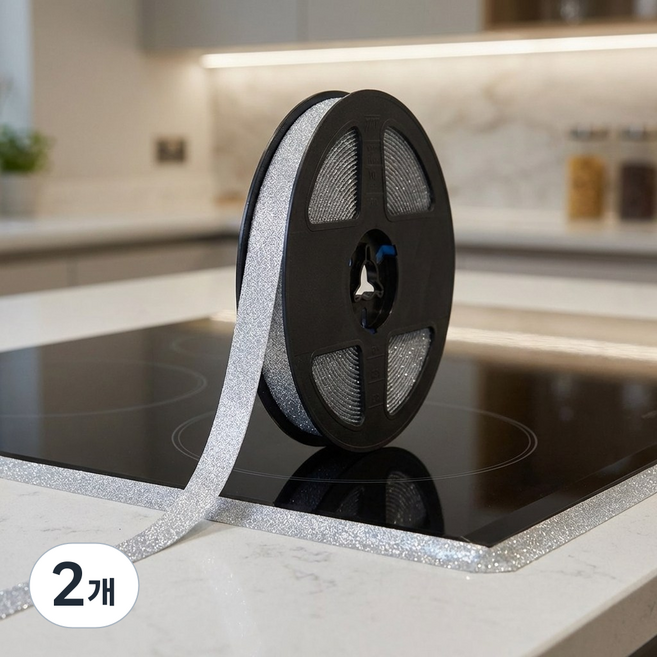 브로키 강력접착 주방 인덕션 욕실 변기 틈새 보호테이프, 2개, 실버