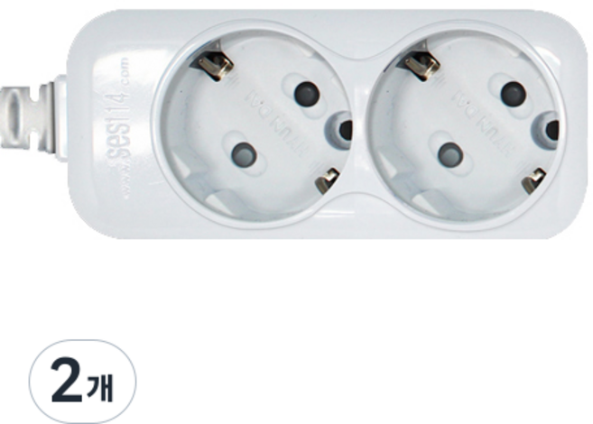 현대일렉트릭 안전한 국내산 일반 16A 2구 멀티탭, 화이트, 2개