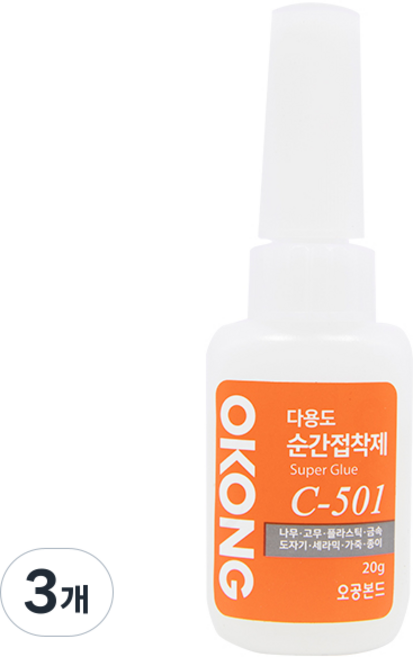 오공본드 순간접착제 C-501 20g, 3개