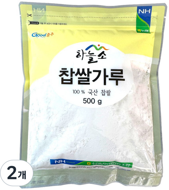 [농협] 수안보농협 100% 국산 찹쌀가루, 500g, 2개