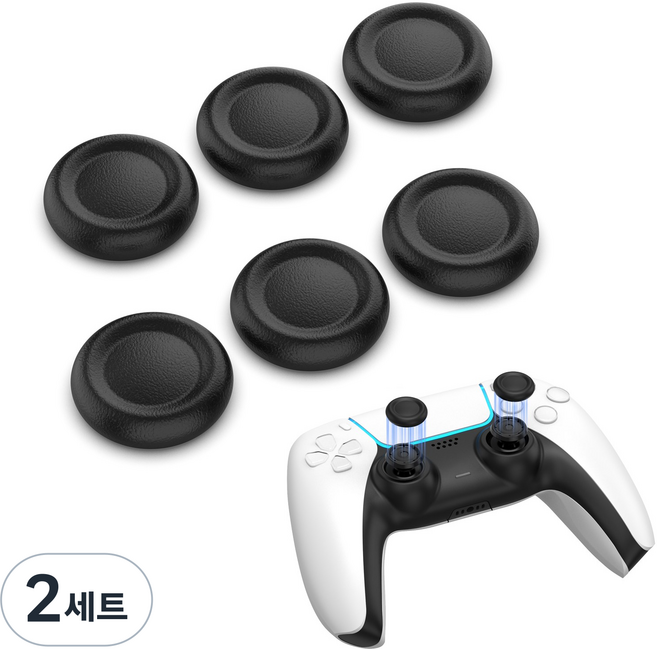 이이네 PS5 듀얼센스 컨트롤러용 조이스틱 교체 캡 쉽게 설치 6pcs 조이스틱 커버 세트, 2세트, 블랙, L1053