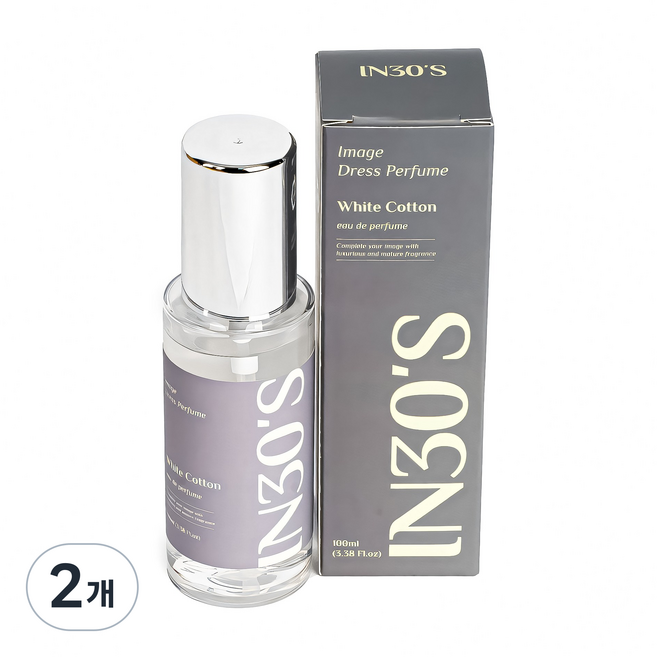 인써티 오드퍼퓸 섬유 향수 드레스퍼퓸, 15.화이트코튼, 100ml, 2개