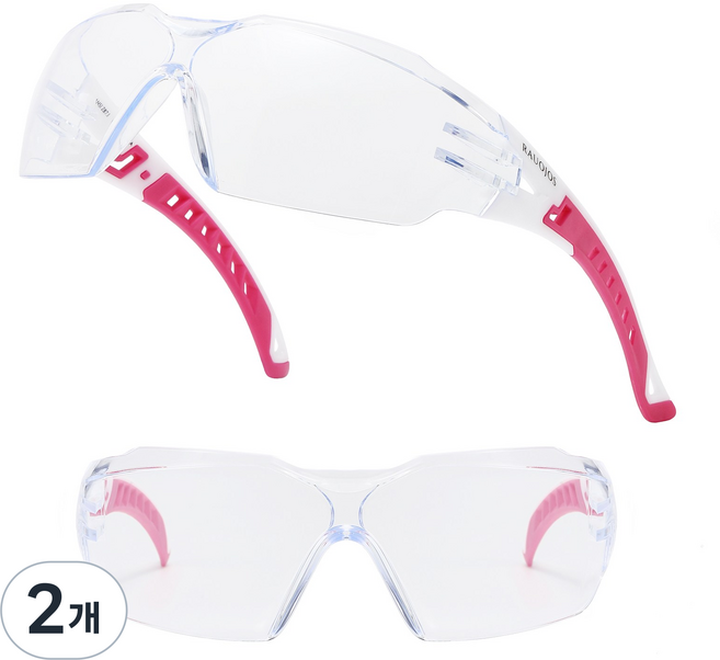 RAUOJOS 보안경 작업 보안경 김서림방지 방수의 고글 스포츠 고글 ROS-SG247, 2개, 핑크색
