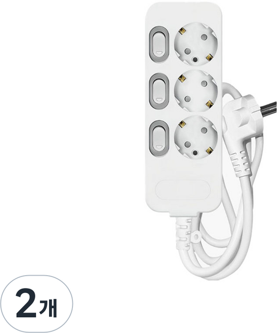 개별스위치 고용량 3구 멀티탭 3500W, 2개, 3구 화이트, 0.4m