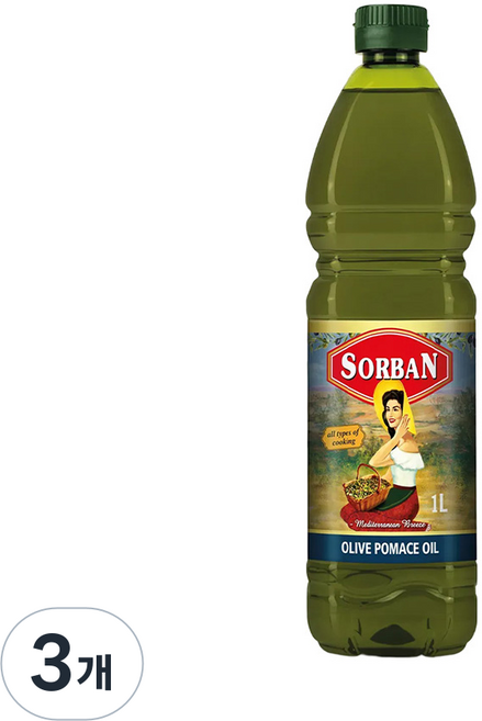 소르반 스페인산 올리브오일 가열조리용 포마스 (PET) 튀김용, 3개, 1L
