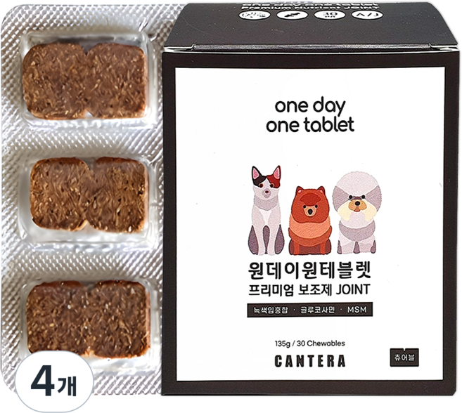 원데이원테블렛 츄어블 조인트 영양제, 30회분, 뼈/관절강화, 4개