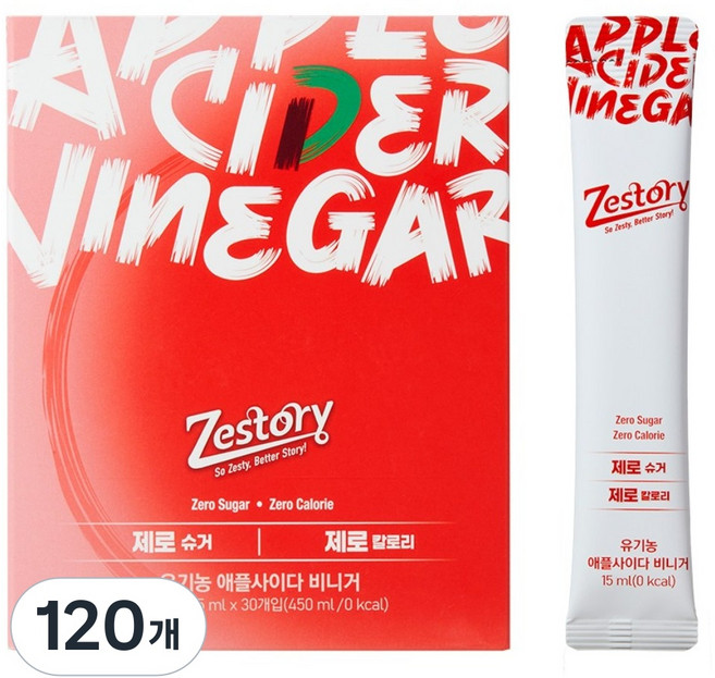 제스토리 캐나다산 유기농 애플 사이다 비니거 애사비 사과초모식초, 120개, 15ml