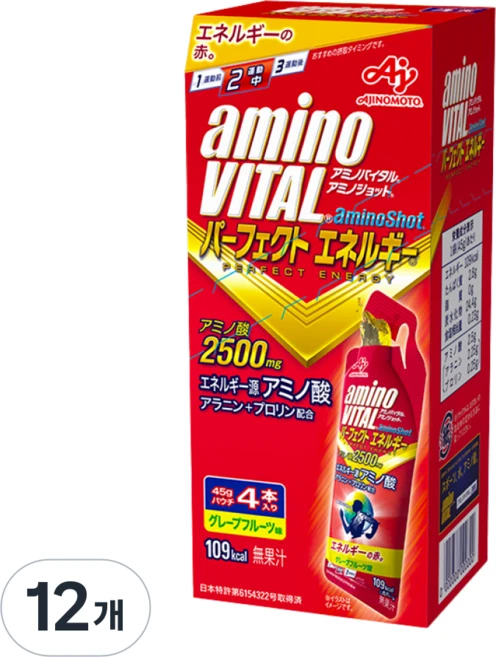 아미노바이탈 아미노샷 4포 1박스 파워젤 에너지젤 러닝 라이딩 보충제, 45g, 12개 - 쿠팡