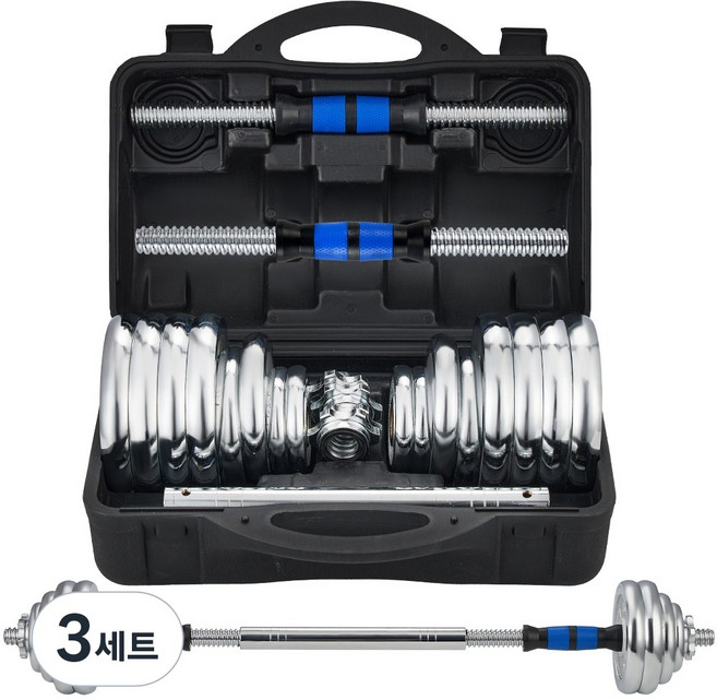 헬스장 크롬도금 조립아령 세트 조립식 무게조절 덤벨 28KG, 3세트