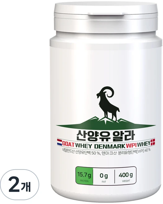 원데이뉴트리션 덴마크 분리유청 단백질 쉐이크 산양유알라 WPI, 400g, 2개 - 쿠팡
