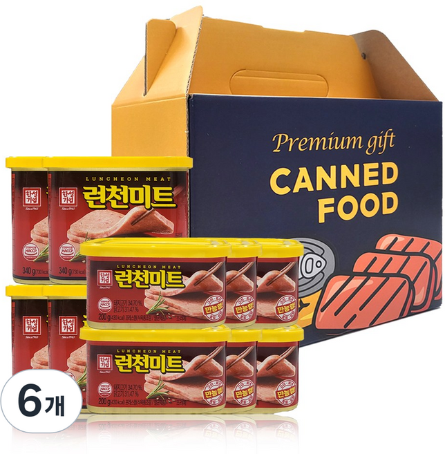 한성 런천미트 200g 6입+340g 4입 복합선물세트, 6개, 340g