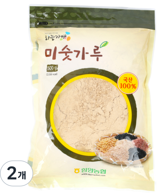 함양농협 하늘가애 국산 미숫가루, 500g, 2개