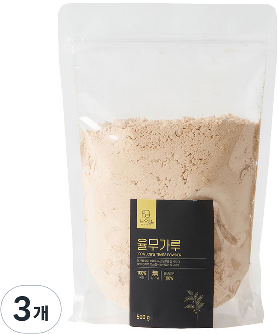 느으림 건강하게 두번 볶은 국내제조 율무가루, 3개, 500g