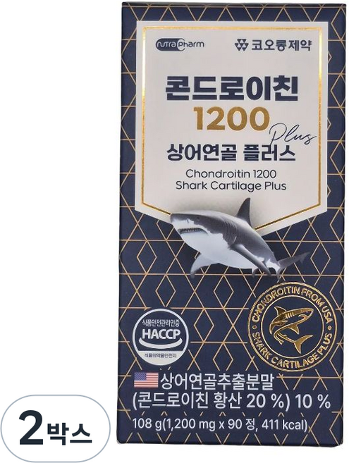코오롱제약 콘드로이친 1200 상어연골 플러스 108g, 2박스, 90정
