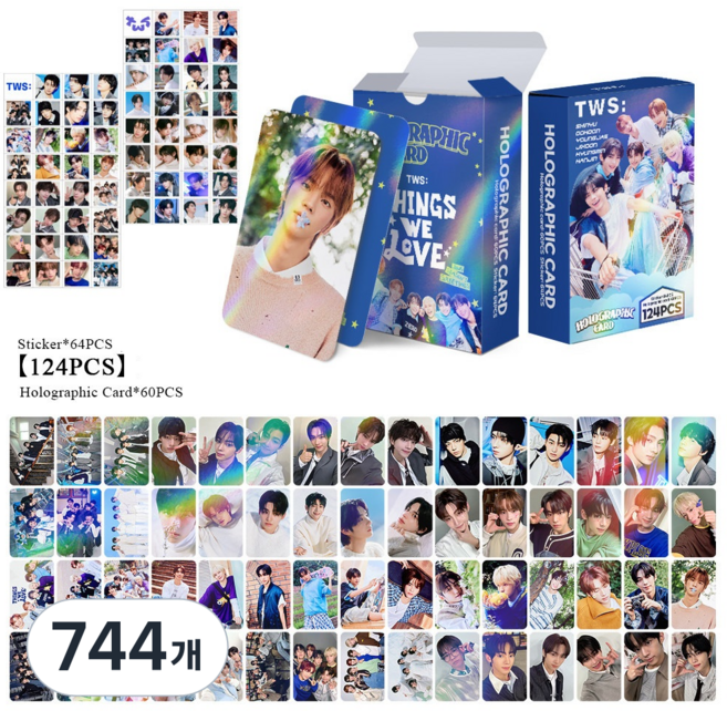 BTS 투어스 스트레이키즈 홀로그램 포카 124장 홀로그램 포카 60장 스티커 64장 도무송 다꾸 TWS 스키즈 방탄소년단, 744개, TWS(투어스)