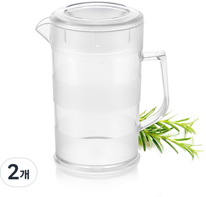 일리 카페용 가벼운 냉장고 물병 물피쳐 워터포트, 투명, 1000ml, 2개