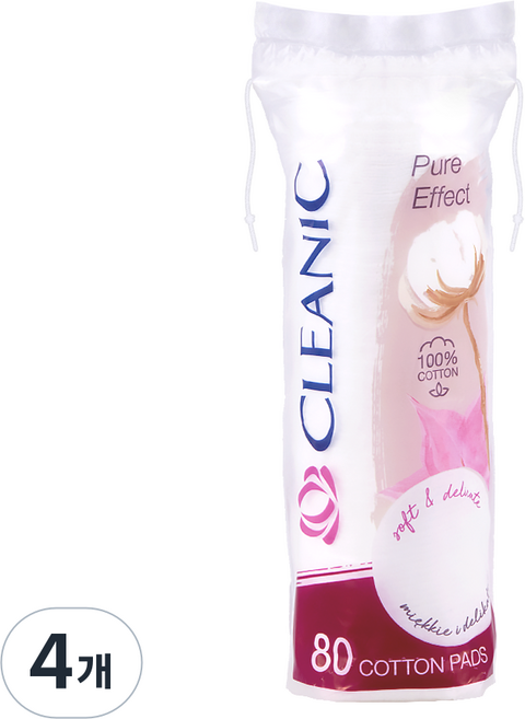 클레아닉 소프트터치 원형 화장솜, 80매입, 4개