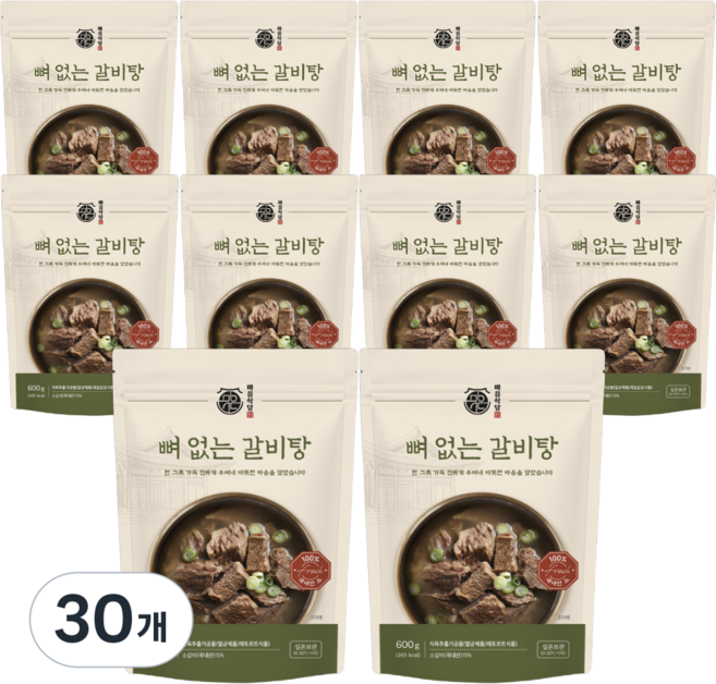 마음식당 국내산 뼈없는 갈비탕 (실온), 30개, 600g