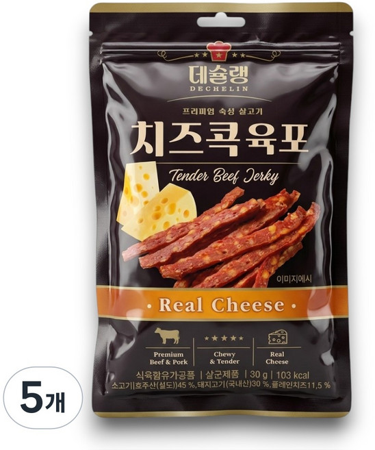 데슐랭 치즈콕 육포 스틱형, 5개, 30g
