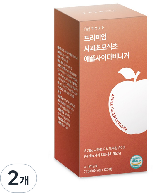웰빙곳간 프리미엄 사과초모식초 애플사이다비니거 600mg, 2개, 120정