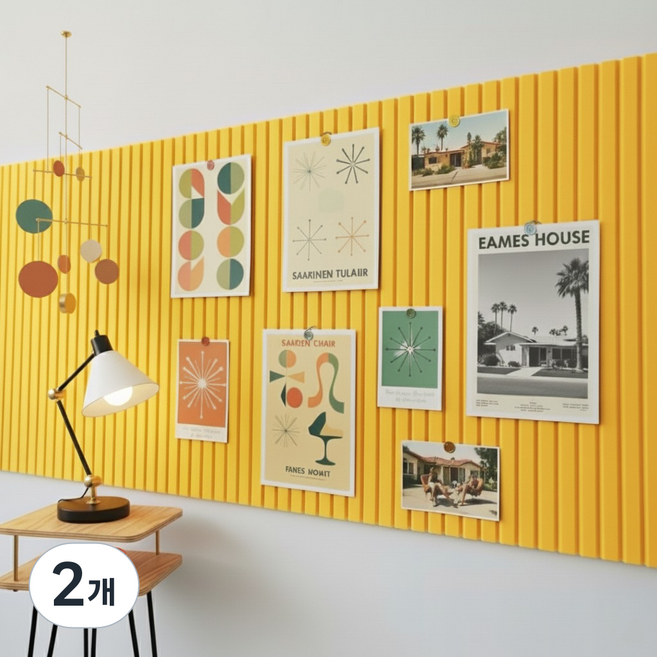 데이엘라 120cm80cm 부착식 펠트보드 콜크 보드 부착식 접착식 대형 게시판 어린이집 학교 유치원 사무실 안내판, 2개, 옐로우