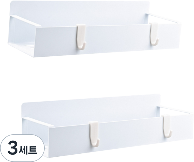 진마켓 초강력 대형 자석 선반 후크포함 2개 욕실/주방/사무실/세탁실 정리, 3세트, 화이트