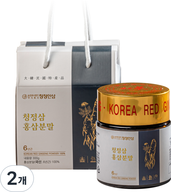 행복한 홍삼 6년근 홍삼 가루 분말 국산 100%, 300g, 2개