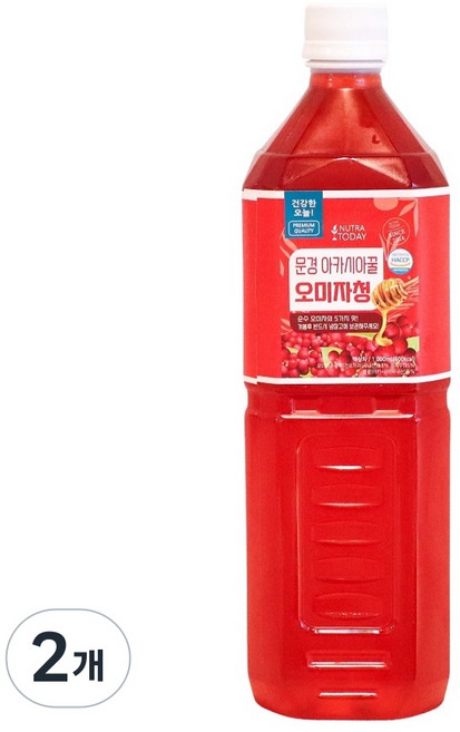 무설탕 문경 오미자청 아카시아꿀 첨가 오미자차, 1L, 2개