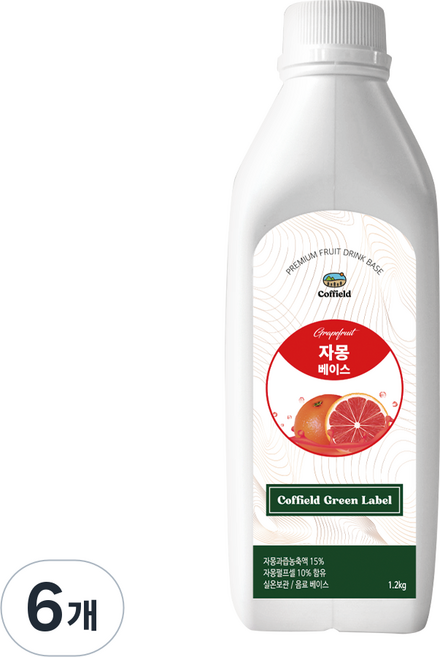 커필드 자몽 음료 베이스, 1.2kg, 6개