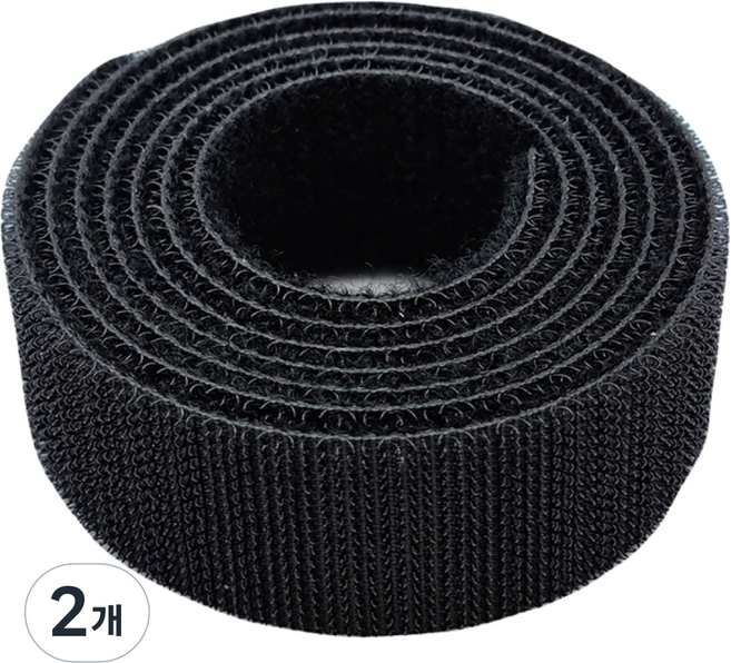 국산 잘라쓰는 전선정리 양면벨크로 일반형 검정색 폭 2.5cm x 1미터, 2개